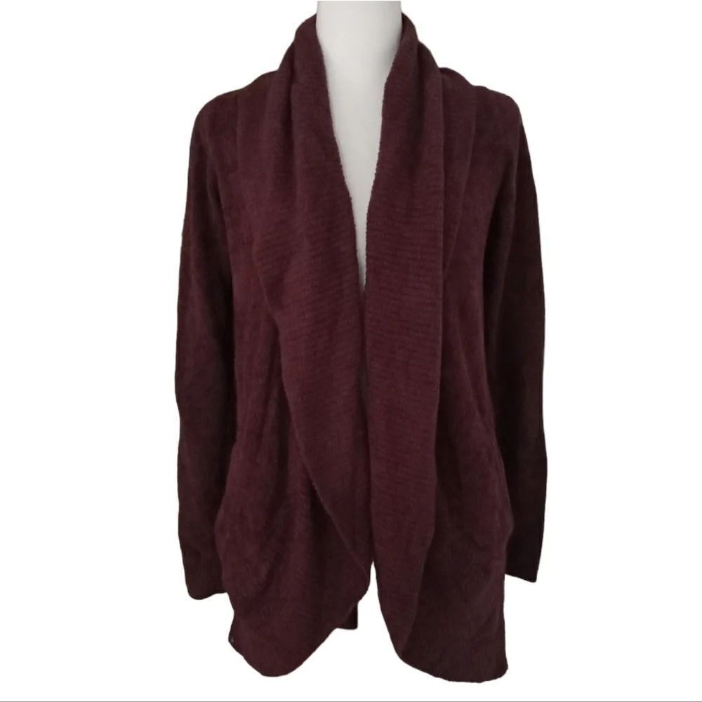 Barefoot Dreams Cozy Chic Lite Burgundy Circle Cardigan Open Front Size XS Small